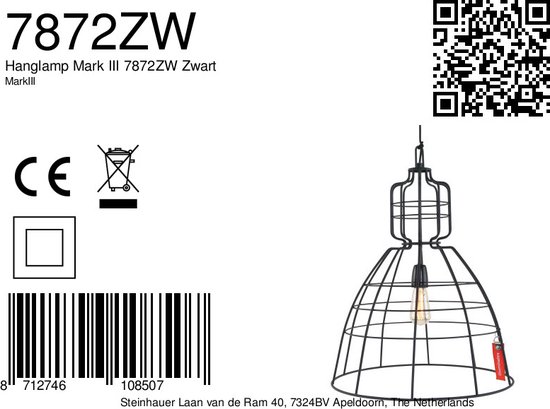 Éclairage - Suspension industrielle AN 1-l. 48x68cm - Noir