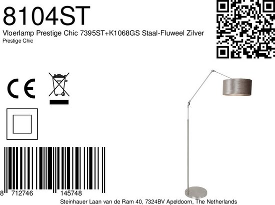 Steinhauer vloerlamp Prestige chic - staal - - 8104ST