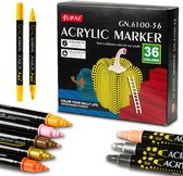 Acryl Stiften 36 Kleuren - 1 MM Fine Tip - 3 MM Dot Tip- Happy Stones - verfstiften - Acrylstiften voor stenen schilderen