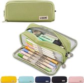 LIXIN Etui - Greon - Pennenzak voor jongens en meisjes - Canvas - Linnen - Grote capaciteit - School etui - Etui voor kinderen en volwassenen - School - Terug naar school - Back to school - Leuke telescopishe pennenhouder - Leuk etui