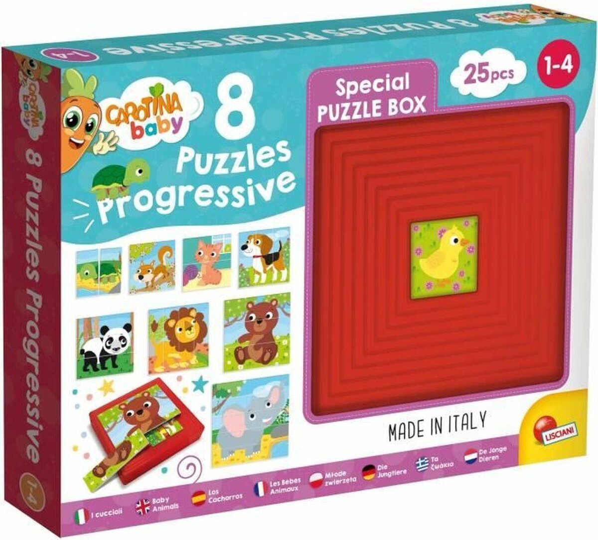 Carotina Baby Puzzle progresywne 8 Zwierzątka - Carotina Baby Progressieve puzzels 8 Dieren