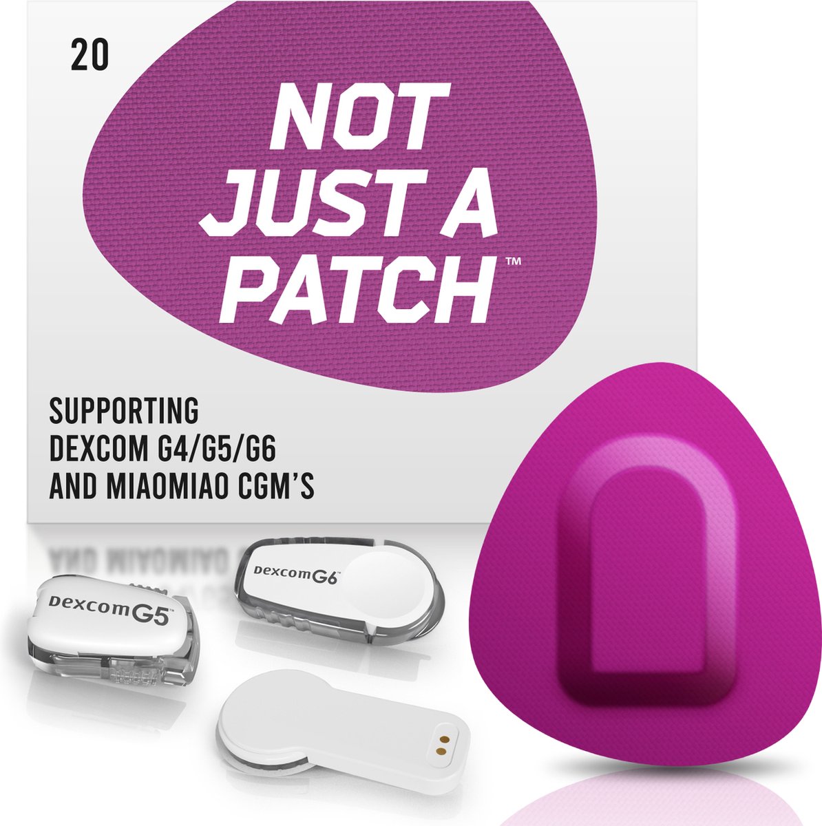 Goedkoopste Not Just A Patch - Purple Patch - Sensor patch pleister for Dexcom or MiaoMiao Libre – 20 pack – M (maat
