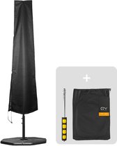Parasolhoes staande parasols Parasol beschermhoes met rits en stok - Weersbestendig - 235 cm - zwart