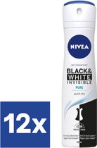 Nivea Black & White Invisible Pure Deo Spray - 12 x 150 ml