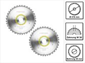 Festool universele cirkelzaagbladset 2x HW 216 x 30 x 2,3 mm B36 216 mm 36 tanden ( 2x 500124 )