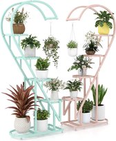 SureDeal® - Plantenrek - Vakkenkast - Hart - Binnen en Buiten - Set-van-2 - 71x30,5x148 cm - Gekleurd - Tuin - Huiskamer - Woonkamer - Dressoir