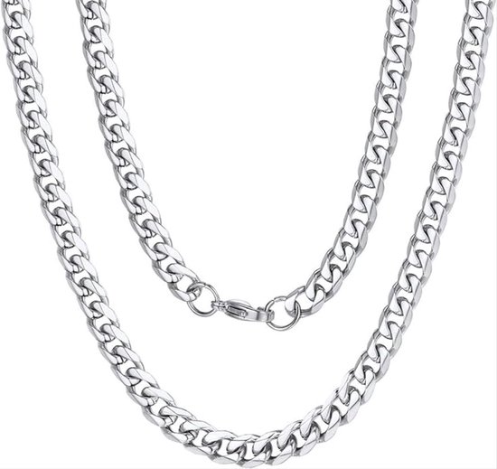 Jumada's - Cadeau de Saint-Valentin pour homme : Collier à maillons cubains en argent – ​​Maillons épais – 5 mm – Perfect pour la Saint-Valentin – Colliers pour homme – Cadeaux pour Hem