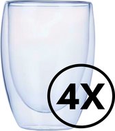 STEGGER - Dubbelwandige Glazen - Dubbelwandige Koffieglazen - Dubbelwandige Theeglazen - 350ml - 4 stuks