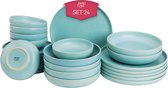 Bol.com James Cooke Serviesset Bliss Stoneware 6-persoons 24-delig Lichtblauw aanbieding