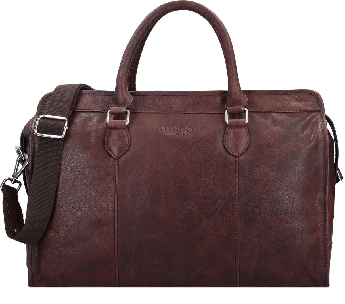 mano Leren Reistas Schoudertas Don Pietro Bristol Weekender Dark Brown Donkerbruin