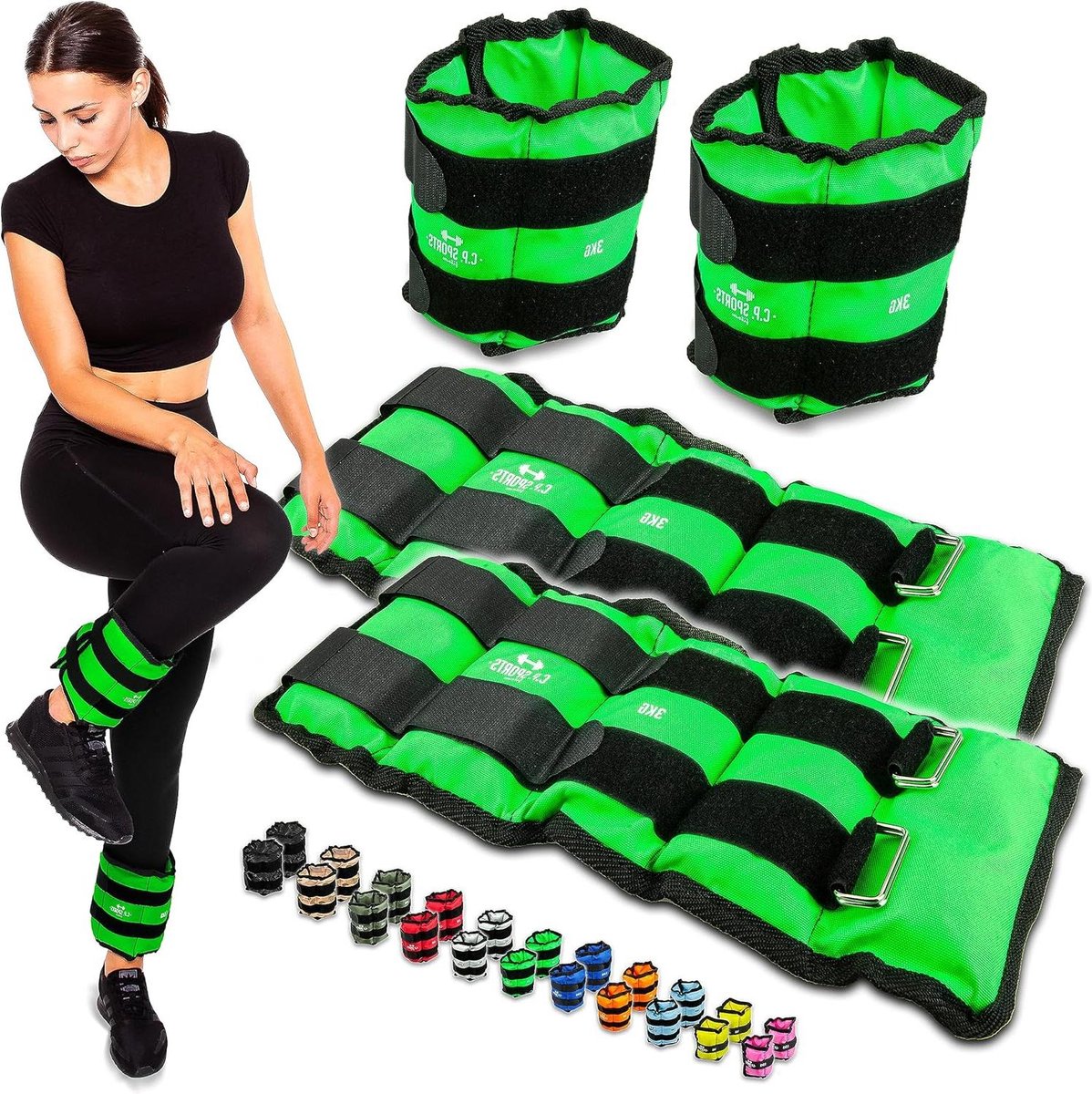 Gewichtsmanchetten per paar voor pols- en enkelgewrichten - 2x 1 kg - Verstelbare gewichten voor armen en benen Weight cuffs