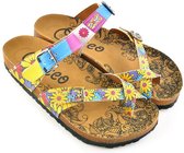 GOBY - Fleurs - Slippers - Sandales pour femmes - Haute qualité - Fait main - Taille 35