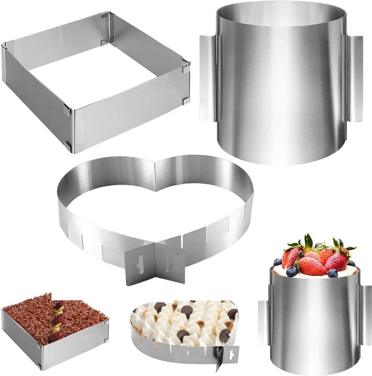 Patisse Bakken Verstelbare Cake Ring 13-31 Cm, Roestvrij Staal, Multi Colour, 13 bis 31 cm