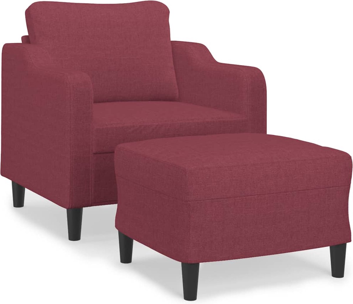 vidaXL Fauteuil - met - voetenbank - 60 - cm - stof - wijnrood
