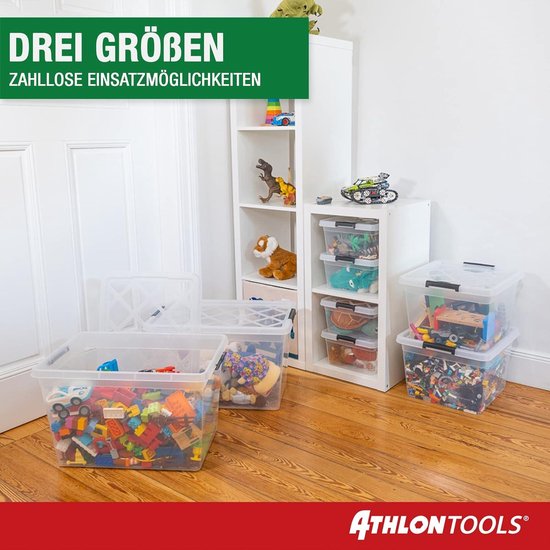 DEUBA® 4x Stapelbare Opbergdoos Met Deksel 5l 29,5x20x12cm Transparant Plastic Voedselveilig BPA-vrij Stapelbak