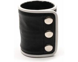 665 Leather - Leren Pols Portemonnee - Zwart Wit - Wrist Wallet Zip Black White