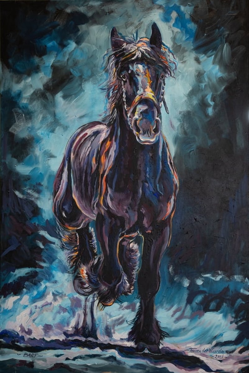 Trekpaarden schilderij TW30 - Foto - Ton van der Weerden - Fine Art Print op fotokwaliteit papier - 40 x 50 cm
