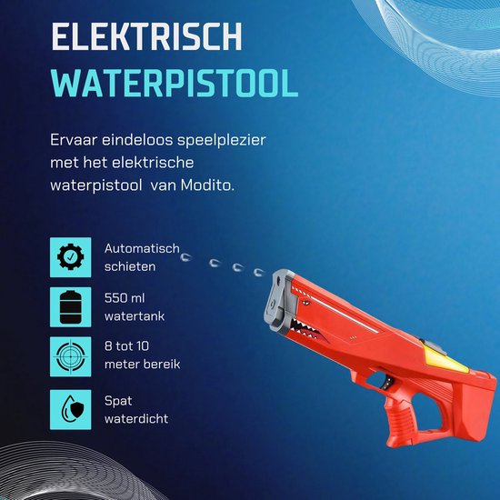 pistolet à eau - Pistolet à eau électrique - Pistolet à eau automatique - Rouge - Jouets de plein air