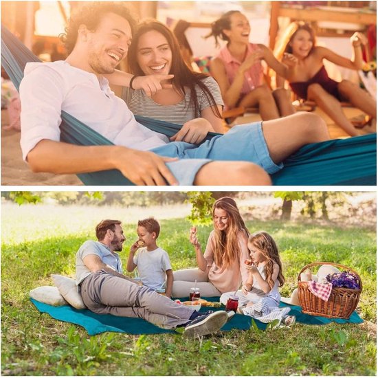 Outtec Hangmat 200 x 150 cm, tot 200 kg, outdoor dubbele hangmat voor 1-2 personen, van katoen in boho-stijl voor tuin, balkon, terras, ademende hangmat voor volwassenen, beige