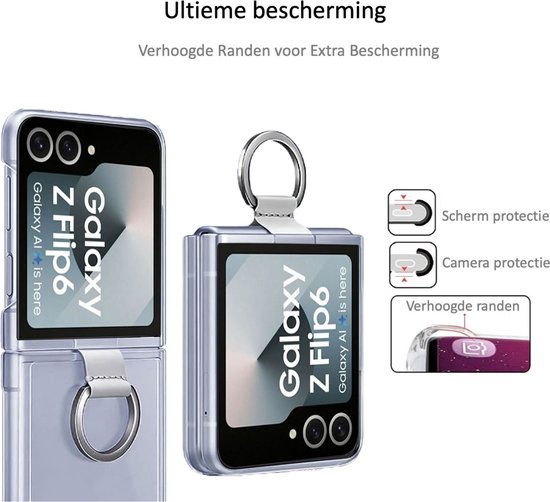 Transparante hoesjes met ring voor de Galaxy Z Flip 6.