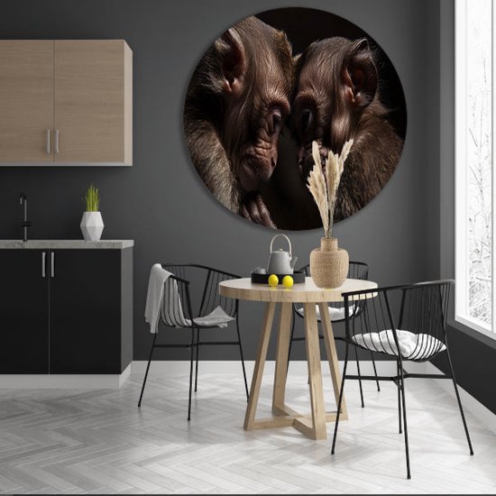Tableau singe - Tableau Animaux rond - Cercle mural Fourrure - Décoration murale classique - Cercles muraux - Décoration murale cercle mural forex 90x90 cm