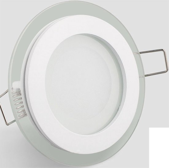 Downlight LED Slim - Encastré Rond 12W - Transparent / Wit Froid 6400K - Glas Wit Mat - Ø160mm