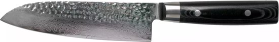 Yaxell Japonais - Série Zen - Couteau de Chef Santoku - Acier VG-10 - 61 HRC - Lame 16,5 cm - Acier Damas 37 Couches - Manche Toile-Micarta