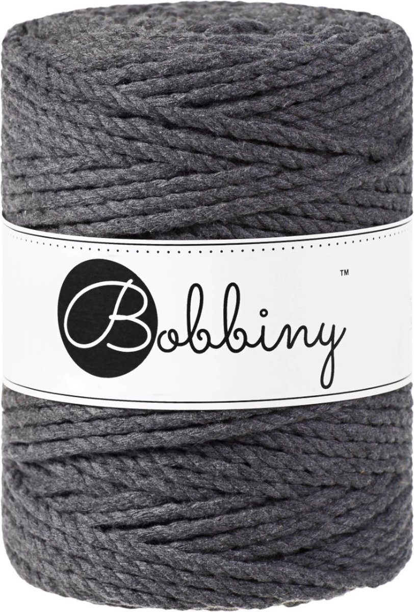 Bobbiny Macrame Triple Twist 5 mm - Charcoal