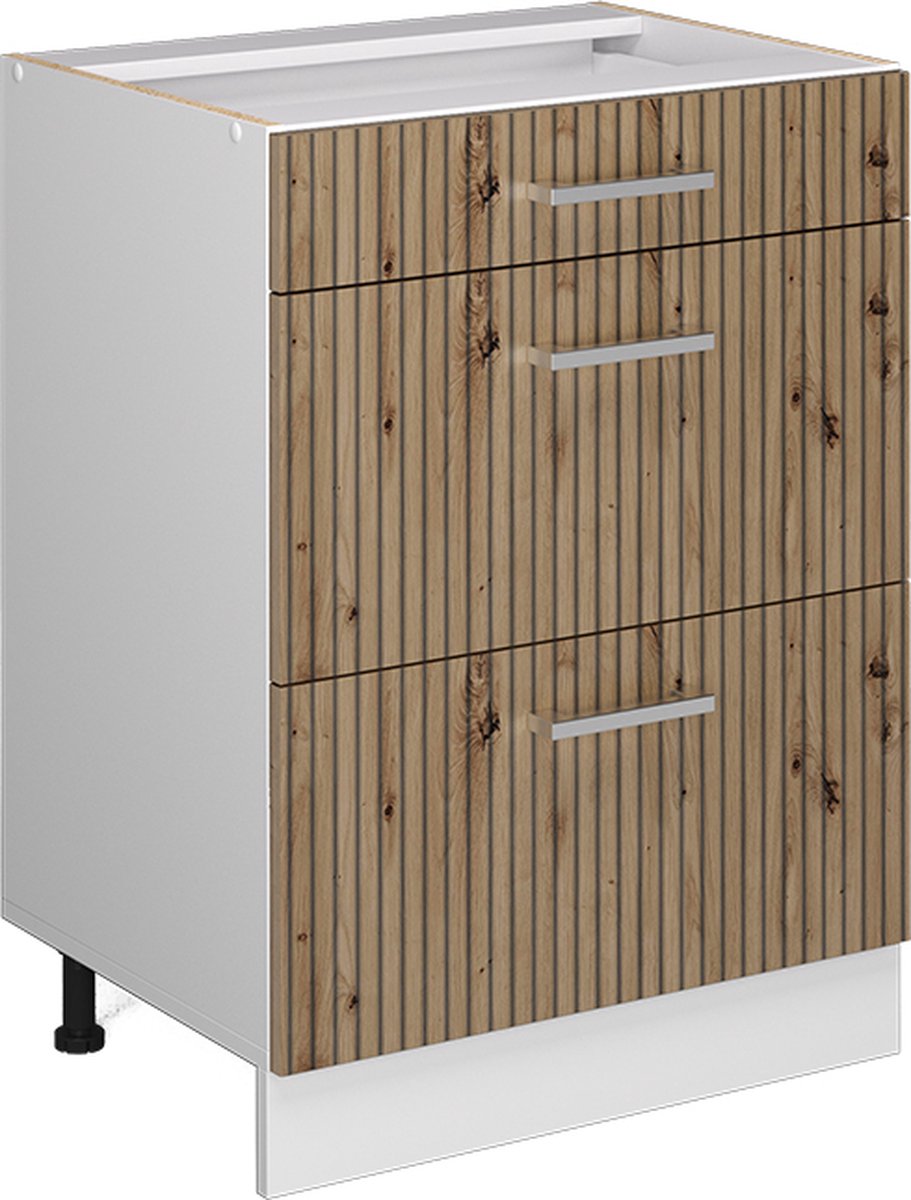 Vicco R-Line Keukenonderkast – 60 cm met laden, zonder werkblad Artisanaal eiken