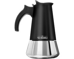 London Sip Espresso Maker - High Quality Stainless Steel - Suitable for Induction - Easy to Prepare and Clean - Real Italian Espresso Enjoyment at Home - Black - 6 Cups - 300ml