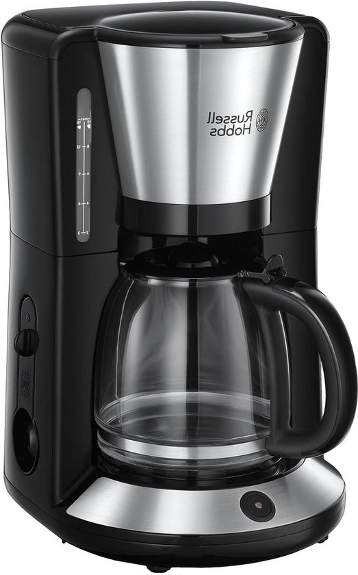 Adventure Brushed Koffiezetapparaat (incl. Glazen Kan) RVS/Zwart 10 Koppen - 24010-56 Russell Hobbs - Koffiemachine met 1,25 Liter Capaciteit