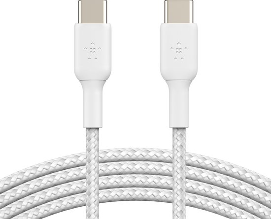 Belkin BoostCharge - Gevlochten USB-C/USB-C kabel - 1 meter - Wit - Duo pack