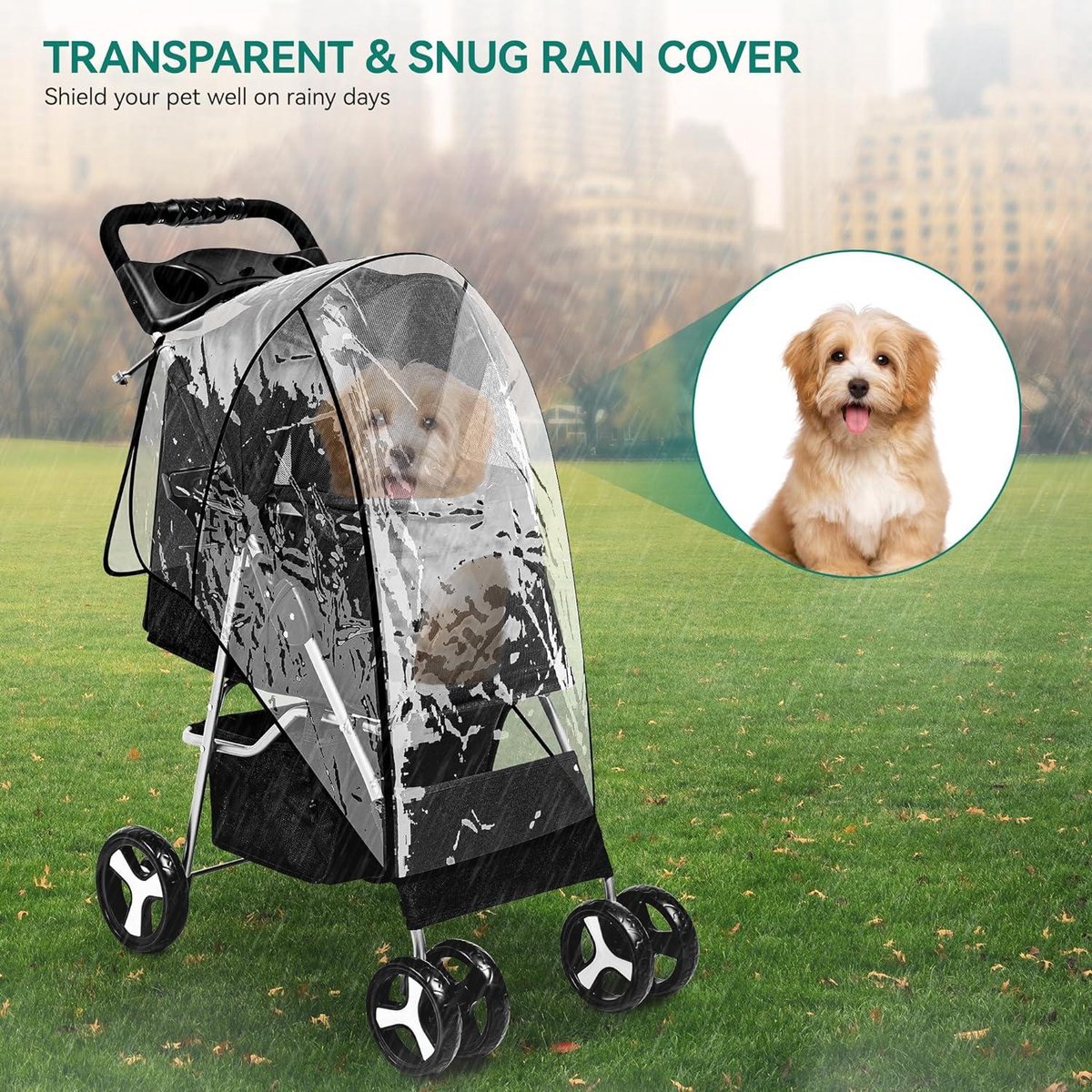 Dubbele kinderwagen voor kleine middelgrote honden en katten, afneembaar 4 wielen kattenbuggy Dubbele hondenbuggy met 2 draagbare reisdragers/vouw- / veersysteem met één hand,Black,Cart double cage