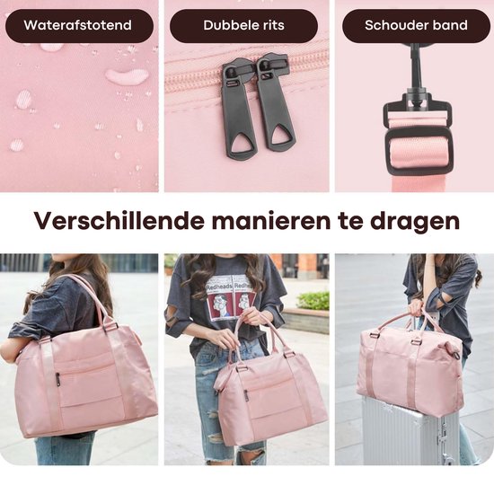Kioto Travel Bag - Weekend Bag Femme - Bagage à main à main avion - Rose - Hydrofuge