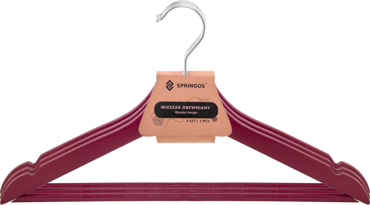 Springos Kledinghangers | Kledinghanger | 3 Stuks | Rood
