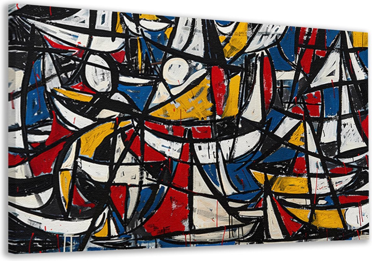 Boten wanddecoratie - Voorwerpen wanddecoratie - Canvas schilderij Kleurvakken - Landelijk