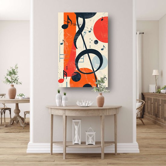 Tableaux notes de musique - Tableaux Musique - Décoration murale Clé de sol - Tableaux modernes - Peintures sur toile - Toile d'art mural 50x70 cm