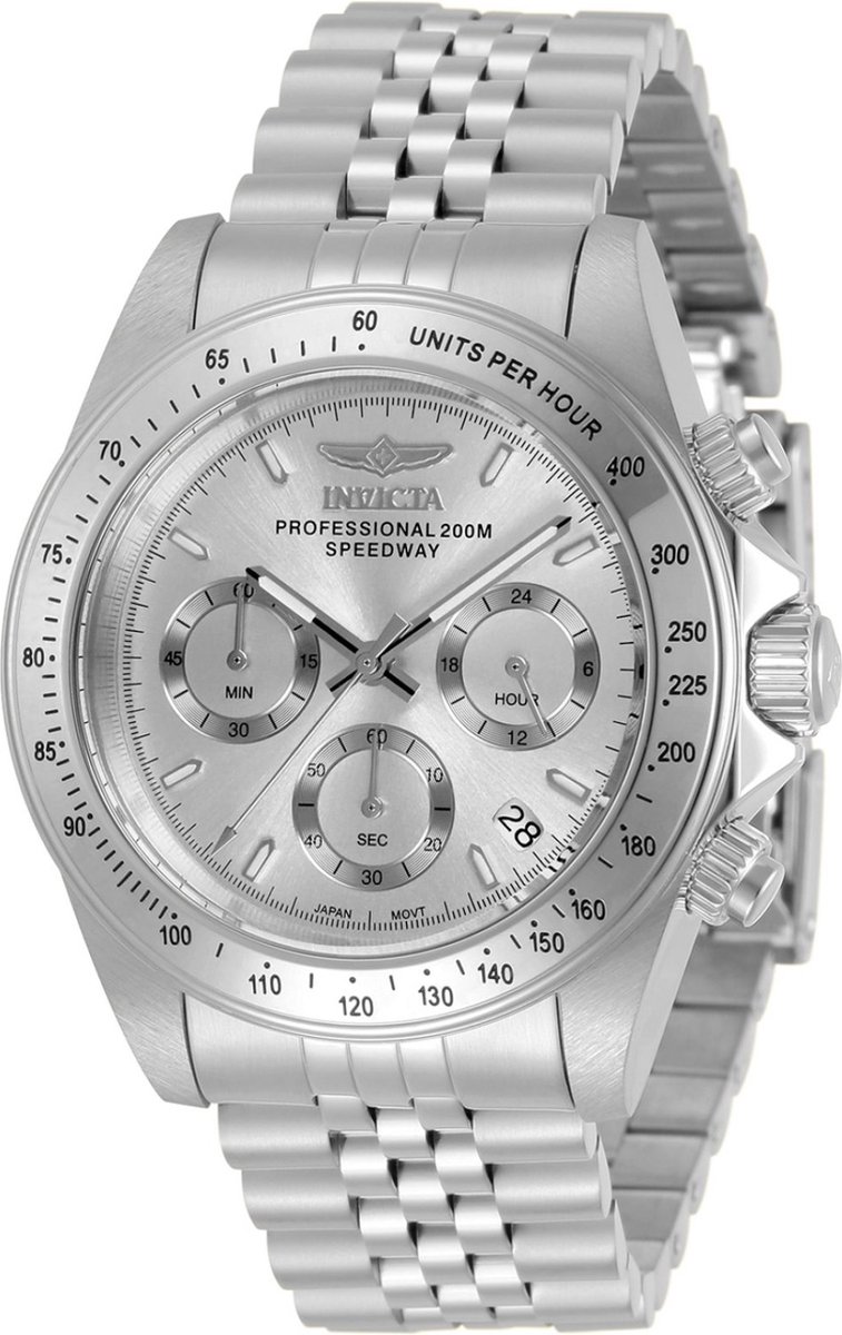 Invicta Speedway 30988 Horloge - Waterdicht - Analoog - Quartz Uurwerk - Roestvrij Staal met zilveren Wijzerplaat - 39mm