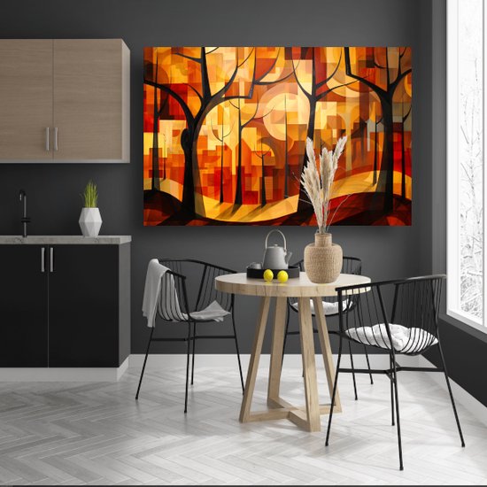 Décoration murale Arbres - Peintures Nature - Peintures toile Bâtiments - Peintures Classiques - Toile - Décoration chambre à coucher toile 90x60 cm