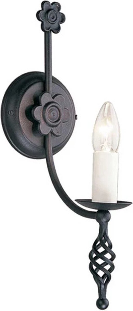 Landelijke Wandlamp - Steady Lighting - Metaal - Landelijk - E14 - L: 19cm - Voor Binnen - Woonkamer - Eetkamer - Zwart