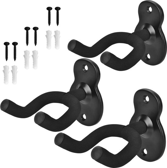 Ukulele Houder MUSO Zwart Walnoot Gitaar Wandhanger - U-Vorm, Draaibare Haak, Voor Akoestische/Elektrische Gitaar En Ukelele Onmiwod Guitar Wall Hanger