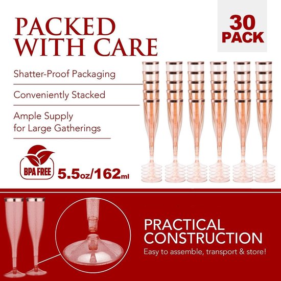 100 stuks champagneglazen, 160 ml, plastic champagneglazen, 160 x