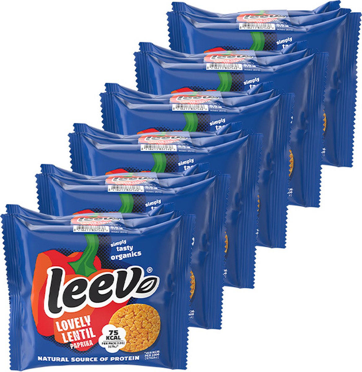 Goedkoopste Leev® Bio | Gepofte Wafels Proteine | Linzen en paprika | 6 stuks | 6 x 54g (3 x 2 stuks