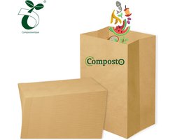 Composto GFT afvalzakken 10L x 80 stuks | 100% Composteerbare afvalzakjes | Biozakken 10 liter | GFT papieren zakken