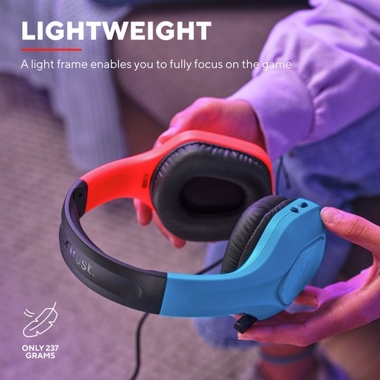 Trust GXT 416S Zirox - Casque de Gaming filaire - pour Nintendo Switch - 3,5 mm - Stéréo - Rouge/ Blauw