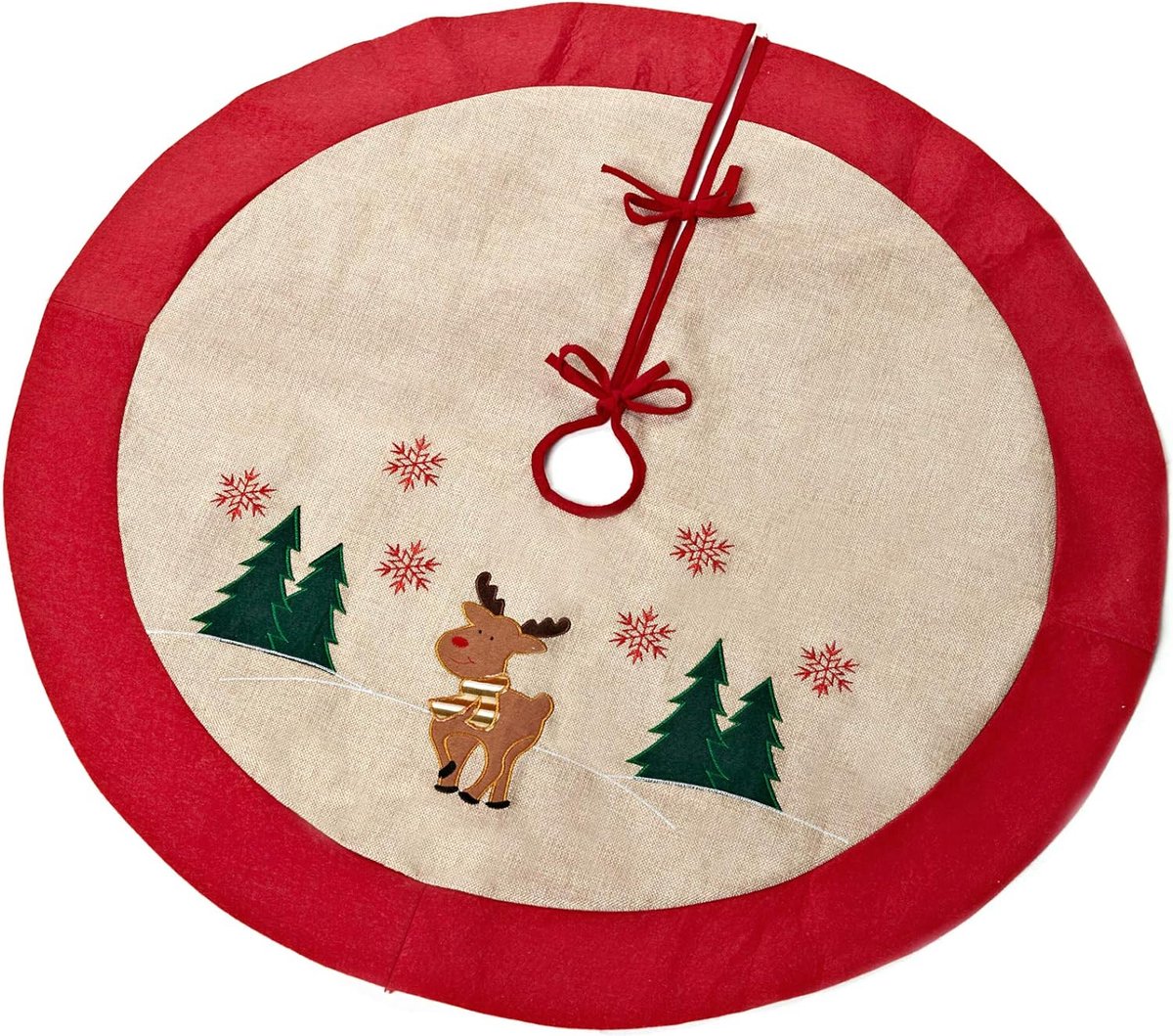 Ronde kerstboomrok - Kerstboomkleed - Boomdeken - Rendier - 90 x 90 cm