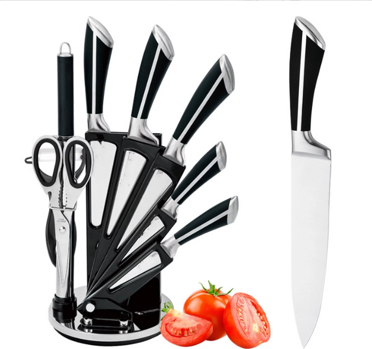 Royalty Line RL-KSS700 messenset - 8-delig - Draaibare standaard - Zwart