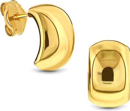 Gouden oorstekers, 14 karaat goud, 9 mm breed.
