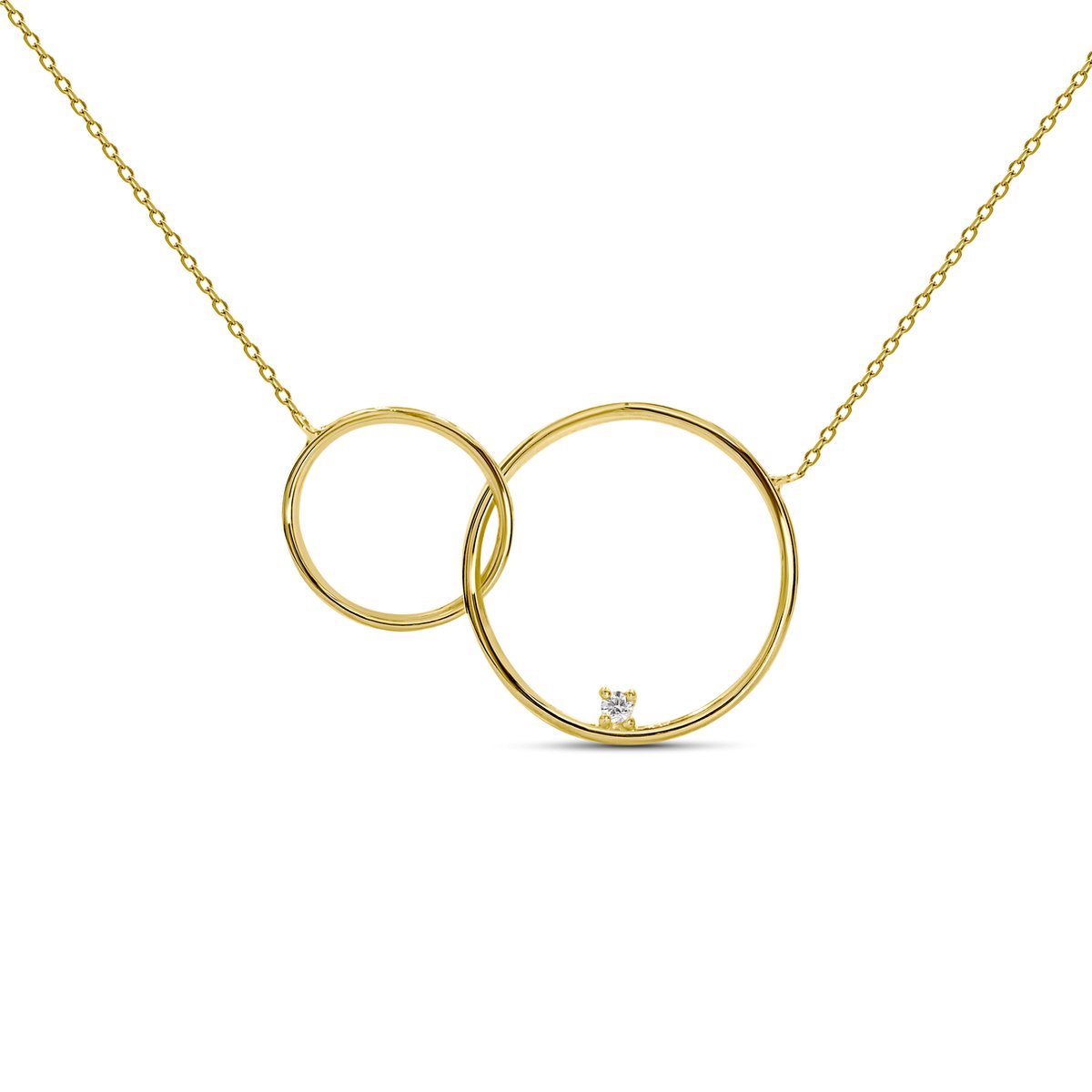 Miore Pure Collier Ketting Dames - 14 Karaat Goud - Met Diamanten - Met Hanger - 45 cm