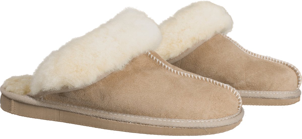 Hunkemöller suèdelook pantoffels Kiki met imitatiebont beige